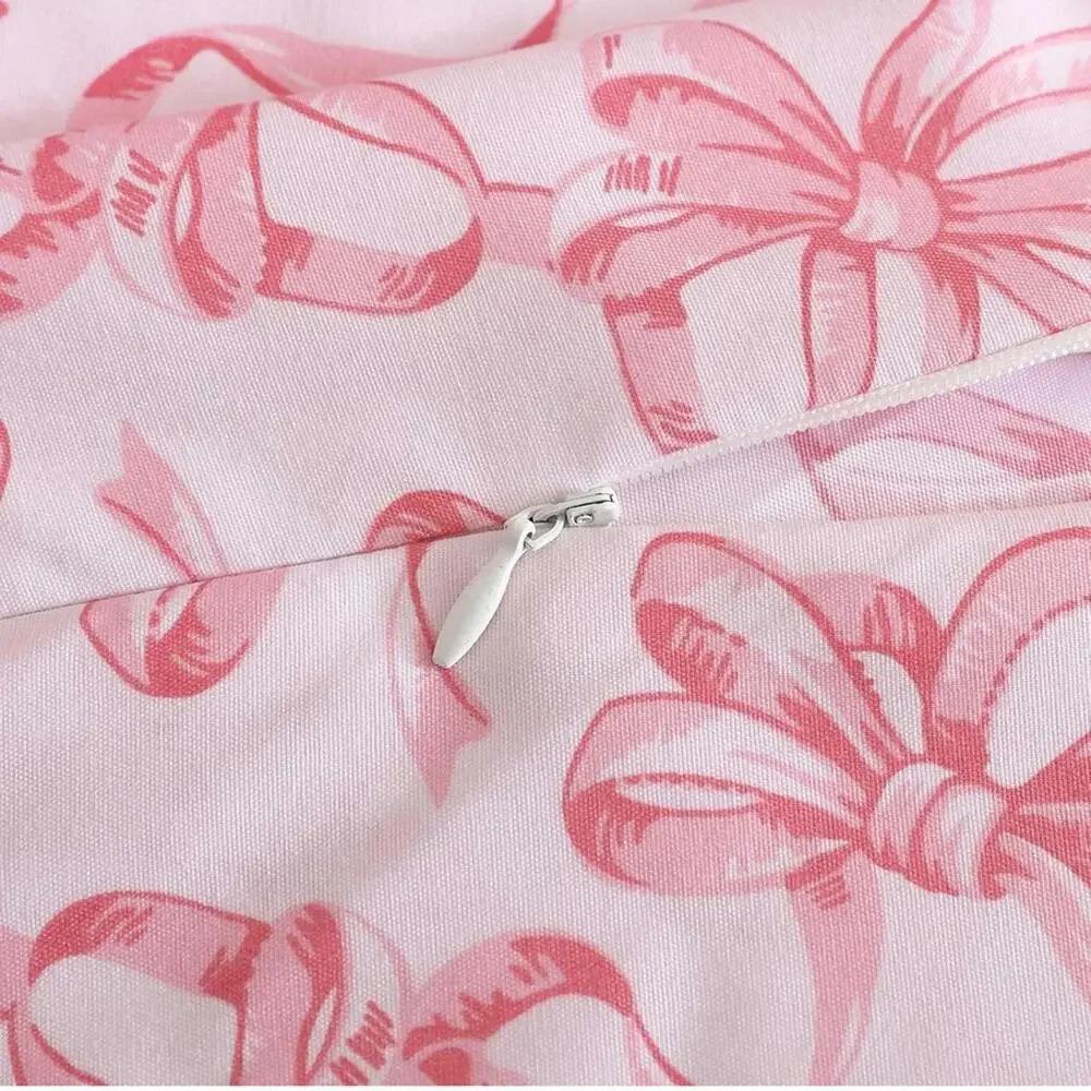 NEW Betsey Johnson Pink BOW Print Duvet Cover Bedding SET KING Pillow Shams